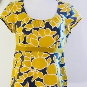 Boden yellow and gray floral top